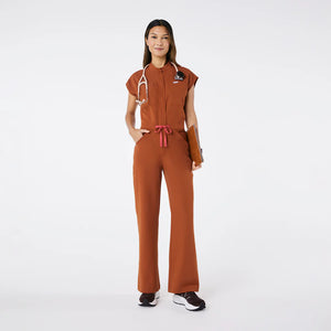 KEZZLED Cargo Wide Leg Medical Scrub Jumpsuit for women