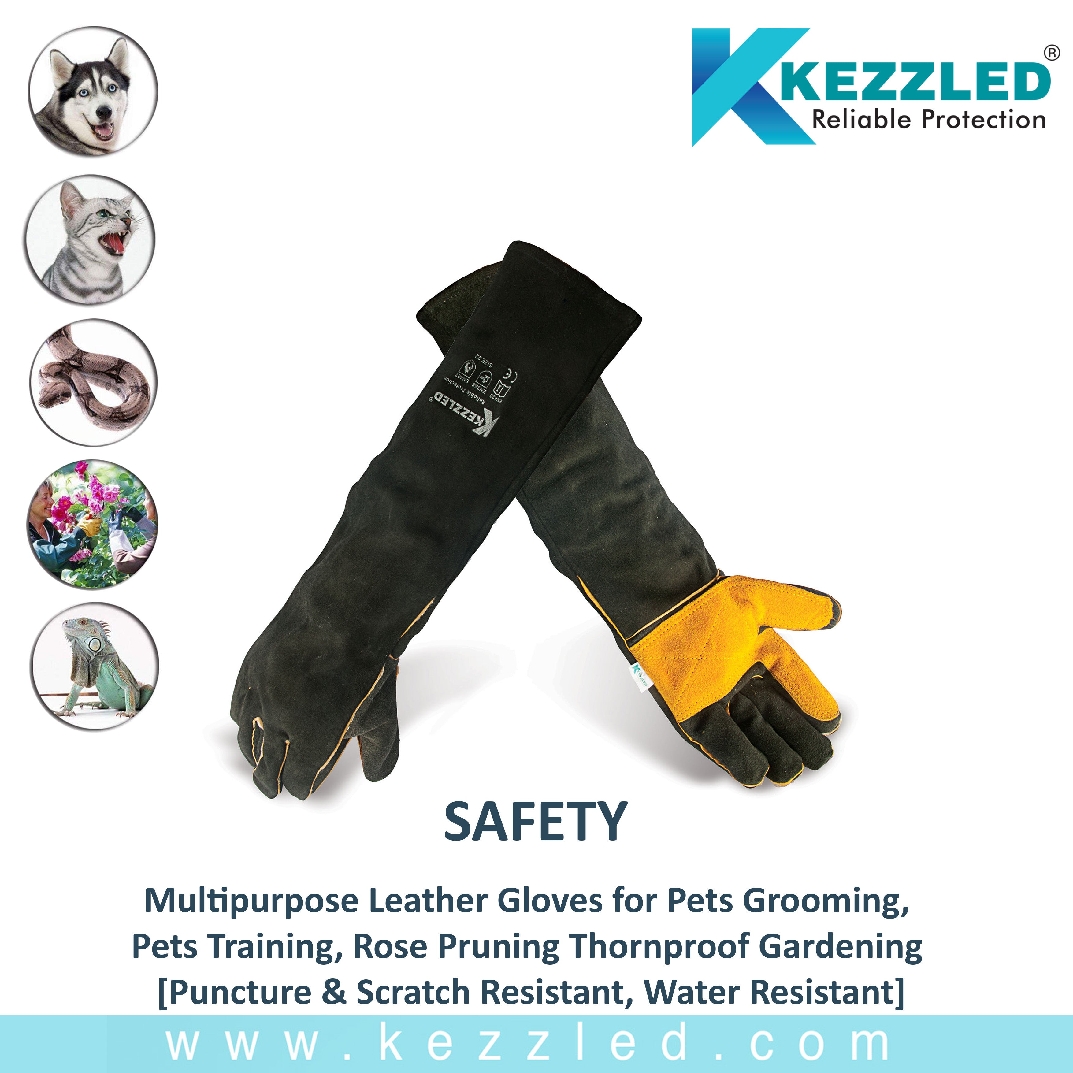cat gardening gloves Multipurpose Leather Gloves for Pets Grooming, safety full arm gloves, safety products, Pets Training, Rose Pruning Thornproof Gardening Gloves Extra